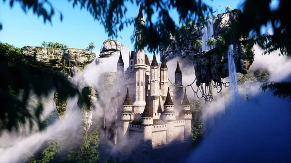 Fantasy Fairytale Flying Rocks Castle — Stock Photo, Image
