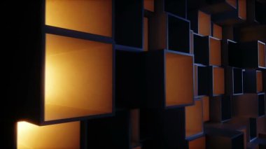 kübik yapı. İş ve finansal konsept. Gerçekçi 4k animasyonu