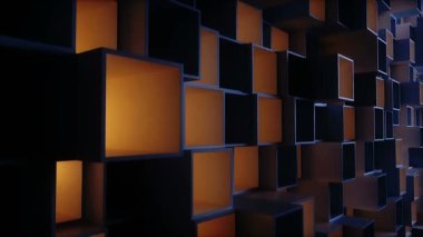 kübik yapı. İş ve finansal konsept. Gerçekçi 4k animasyonu