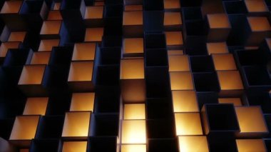 kübik yapı. İş ve finansal konsept. Gerçekçi 4k animasyonu