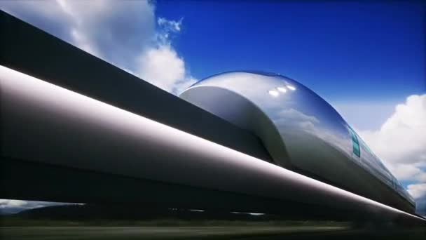 Futuristic Train Very Fast Driving Timelapse Clouds Future Concept — Stock Video