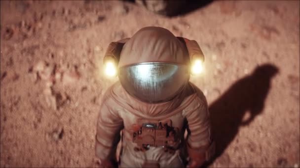 Marslı Mars Gezegenindeki Astronotlar Gezgin Aracı Gerçekçi Animasyonu — Stok video