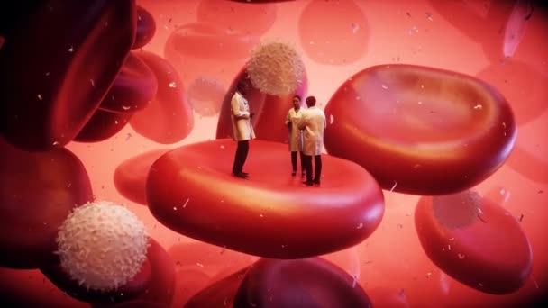 Komórki Krwi Lekarze Koncepcja Nanomedekiny Realistyczna Animacja — Wideo stockowe
