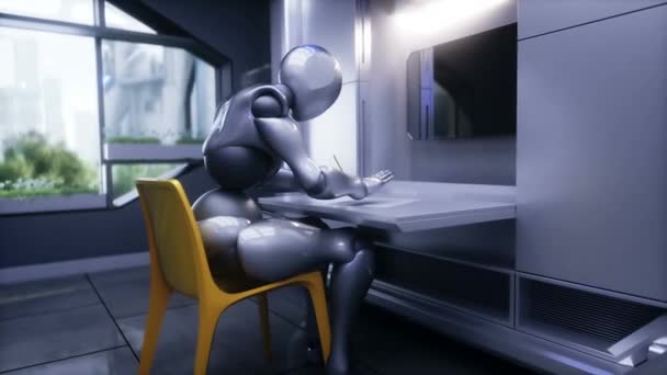 Robot Salón Concepto Futuro Animación Realista — Vídeos de Stock