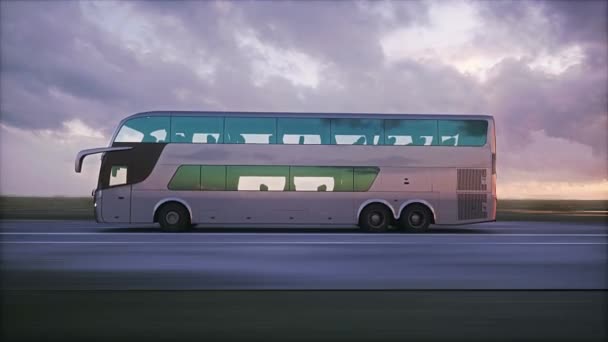 Turystyczny Szary Autobus Autostradzie Bardzo Szybka Jazda — Wideo stockowe