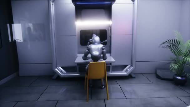 Robot Nappaliban Jövőbeli Koncepció Realisztikus Animáció — Stock videók