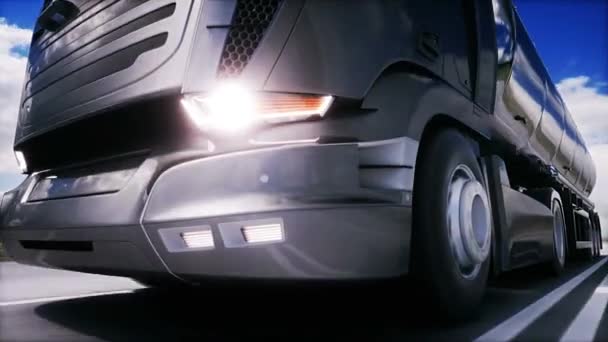 Camión Gasolina Carretera Aceite Conducción Muy Rápida — Vídeos de Stock
