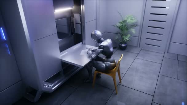 Robot Salotto Concetto Futuro Animazione Realistica — Video Stock
