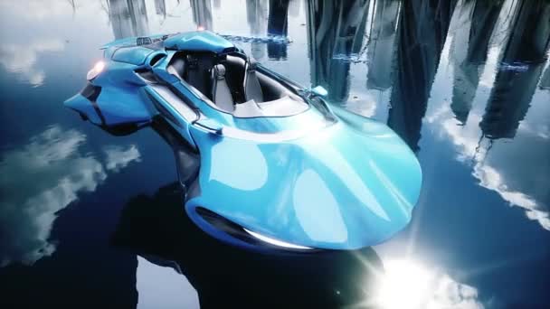 Das Auto Der Futuristischen Stadt Zukunftskonzept Realistische Animation — Stockvideo