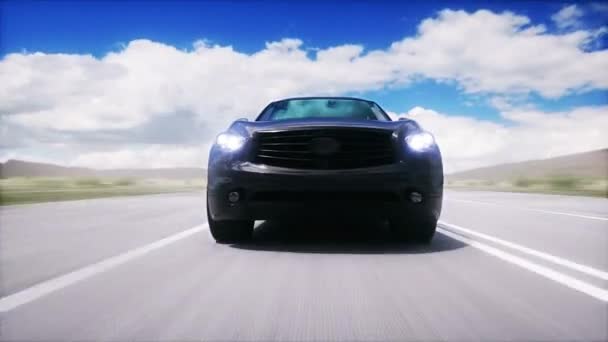 Роскошный Черный Автомобиль Шоссе Быстрое Вождение — стоковое видео