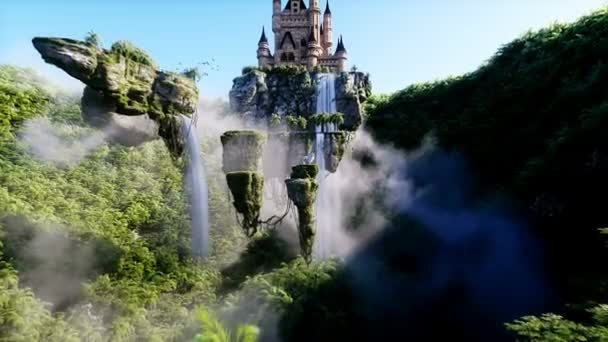 Magisk Enhörning Och Fantasisagolikt Flygande Stenar Realistisk Animation — Stockvideo