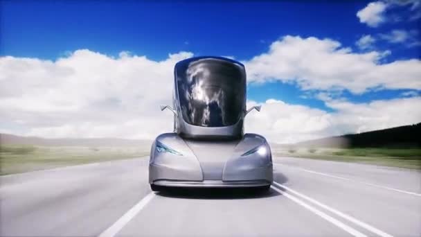 Futuristisk Elbil Motorvägen Mycket Snabb Körning — Stockvideo
