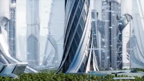 Futuristic City Day Sci Architecture Buildings Future Concept Realistic Animation — Stock Video