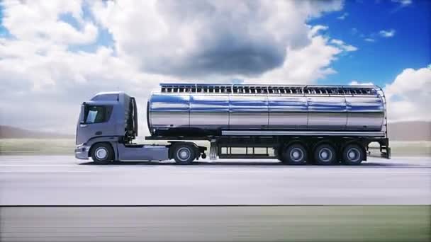 Camião Gasolina Auto Estrada Petróleo Condução Muito Rápida — Vídeo de Stock