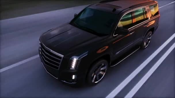 Nagy Fekete Luxusautó Autópályán Nagyon Gyors Vezetés — Stock videók