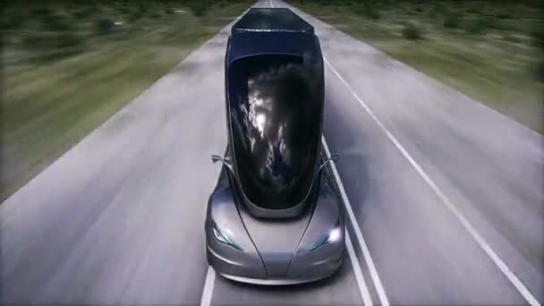 公路上的未来派电动车 非常快的驾驶 — 图库视频影像