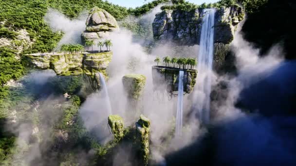 ファンタジーおとぎ話の飛行岩 現実的な4Kアニメーション — ストック動画