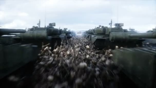 Rosyjskie Czołgi Wojskowe Czaszki Koncepcja Antywojenna — Wideo stockowe