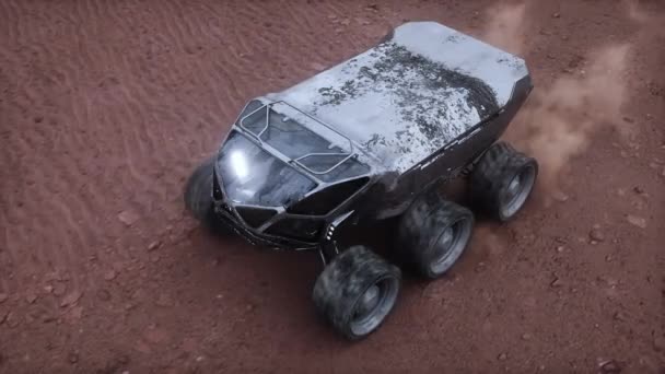Yabancı Gezegendeki Elektrikli Araç Mars Yüzeyi Gerçekçi Animasyonu — Stok video