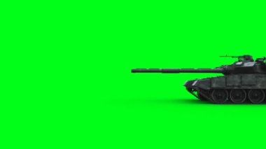 Rus savaş tankı. Gerçekçi 4k yeşil ekran animasyonu
