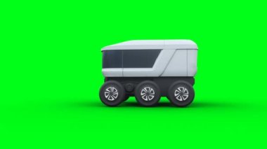 Otomatik dağıtım robotu. Gerçekçi 4k yeşil ekran animasyonu