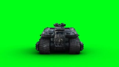 Askeri gelecekteki savaş arabası, tank. Gerçekçi 4k animasyonu