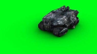 Askeri gelecekteki savaş arabası, tank. Gerçekçi 4k animasyonu
