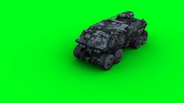 Askeri gelecekteki savaş arabası, tank. Gerçekçi 4k animasyonu