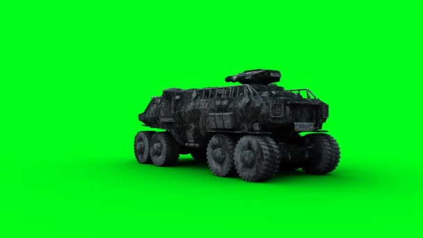 Военный Футуристический Военный Автомобиль Танк Реалистичная Анимация — стоковое видео