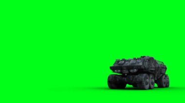 Askeri gelecekteki savaş arabası, tank. Gerçekçi 4k animasyonu