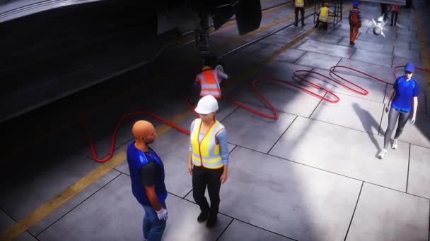 Productie Van Militaire Straaljager Fabriek Militair Fabriekswapen Realistische Animatie — Stockvideo