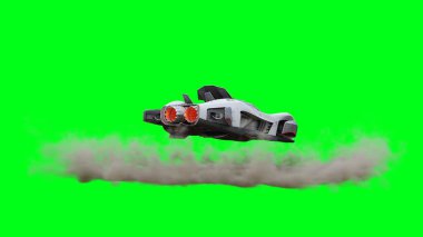 Fütürist uçan araba, taksi. Yeşil Ekran izole et.