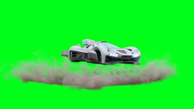 Fütürist uçan araba, taksi. Yeşil Ekran izole et.