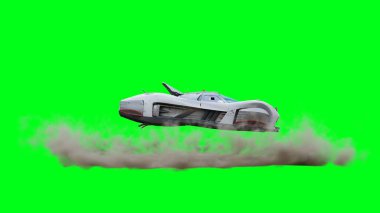 Fütürist uçan araba, taksi. Yeşil Ekran izole et.