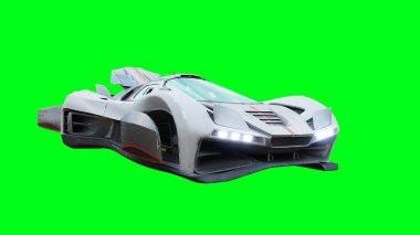 Fütürist uçan araba, taksi. Yeşil Ekran izole et.