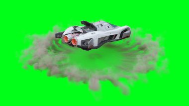 Fütürist uçan araba, taksi. Yeşil Ekran izole et.