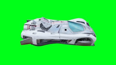 Fütürist uçan araba, taksi. Yeşil Ekran izole et.