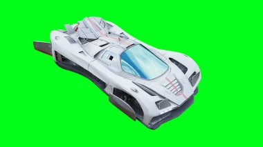 Fütürist uçan araba, taksi. Yeşil Ekran izole et.