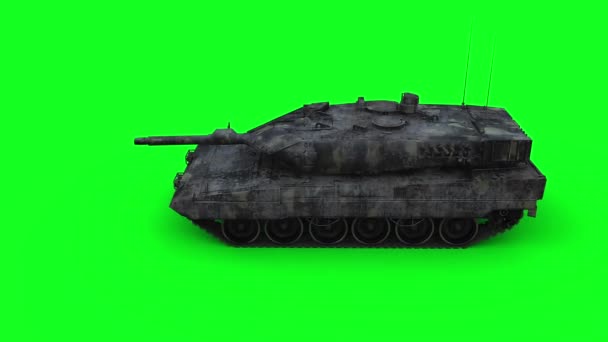 Tysk Stridsvagn Krig Grön Skärm Realistisk Animation — Stockvideo