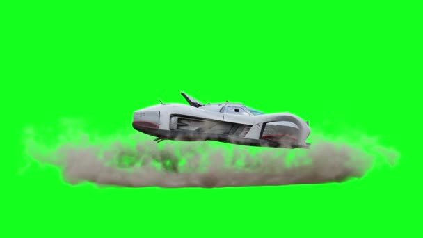 Futuristische Vliegende Auto Taxi Isolaat Met Groen Scherm — Stockvideo