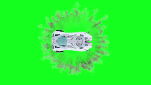 Футуристична Літаюча Машина Таксі Зелений Екран Ізольовано — стокове відео