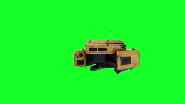Flying Military War Droid Bot Green Screen — Stock Video