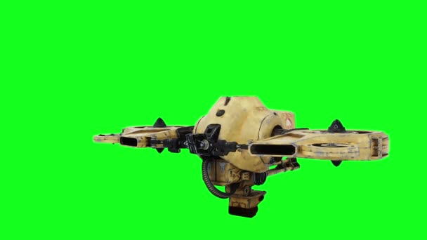 Forças Armadas Voadoras Dróide Guerra Bot Tela Verde — Vídeo de Stock