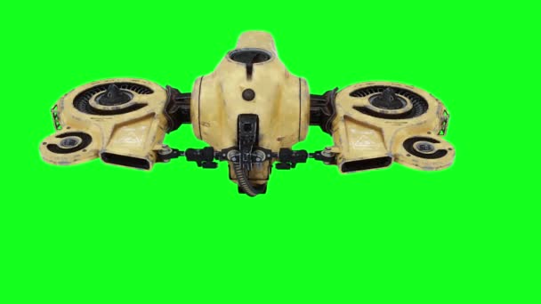 Létající Armáda Válečný Droid Bot Green Screen — Stock video