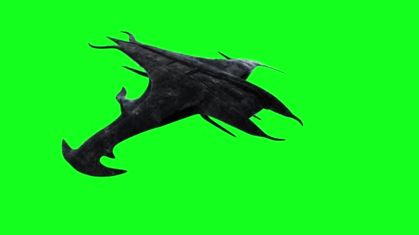 Страшный Инопланетный Корабль Зеленый Экран — стоковое видео