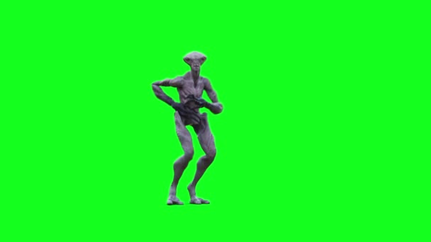 Забавный Танец Пришельцев Анимация Зеленом Экране — стоковое видео