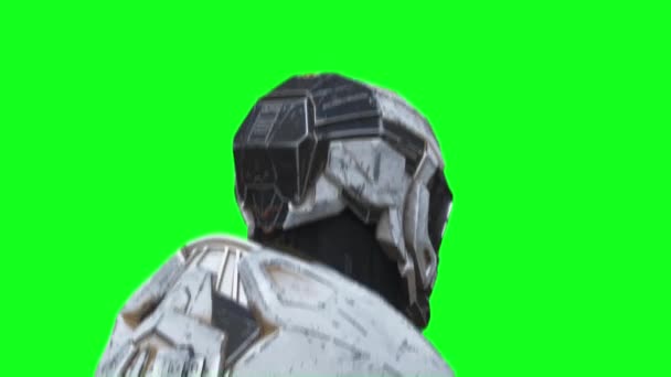 Katonai Futurisztikus Kiborg Robot Realisztikus Zöld Képernyős Animáció — Stock videók