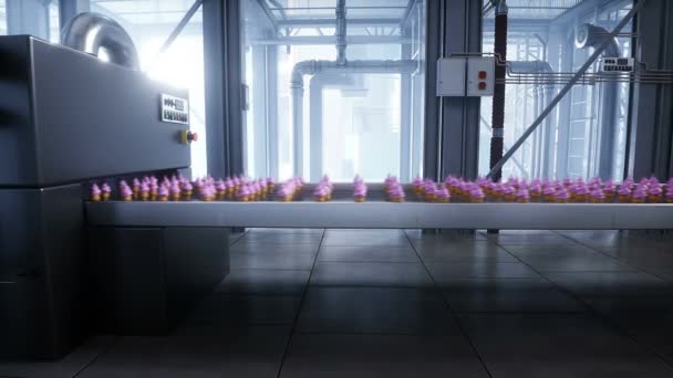 Ijsproductielijn Fabriek Realistische Animatie — Stockvideo