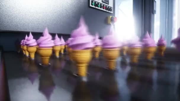 アイスクリーム生産ライン ファクトリー リアルな4Kアニメーション — ストック動画