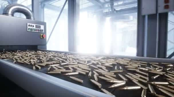 Producción Balas Fábrica Línea Producción War Concept — Vídeo de stock
